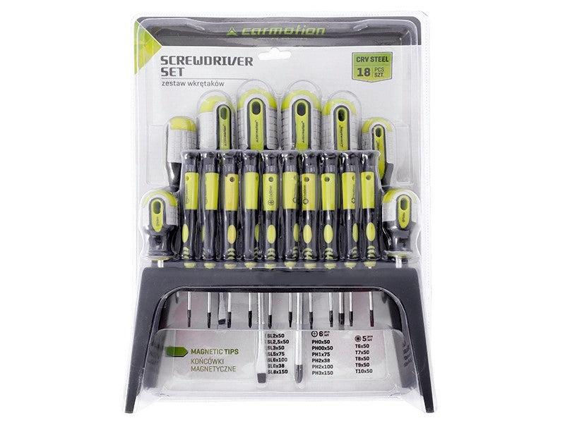 CARMOTION magnetischer Schraubendrehersatz mit 18 Teilen und Halter