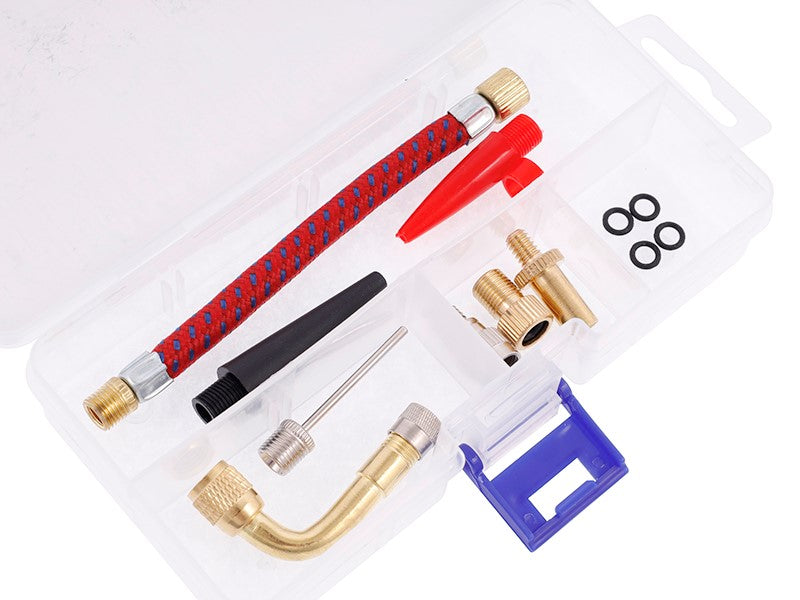 Valve adapter set with adapters, needle and extensions