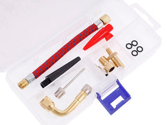Valve adapter set with adapters, needle and extensions