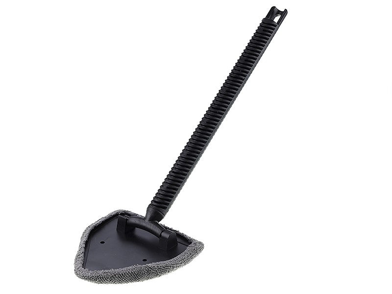 Window cleaner with movable triangular microfiber head