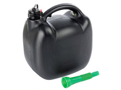 10-Liter-Benzinkanister aus Kunststoff, oval, in Schwarz mit Deckel