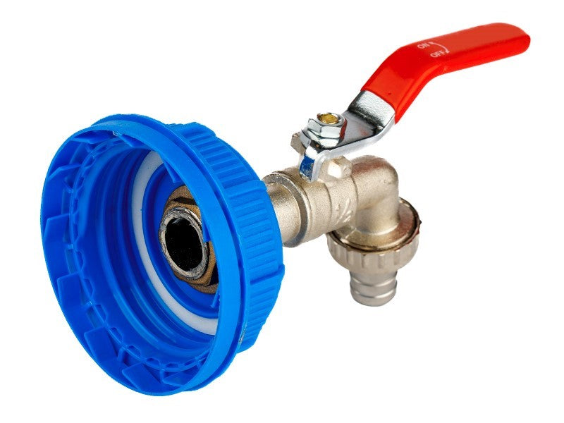 Couvercle avec robinet de vidange rouge 61 mm pour récipient avec robinet 1/2 pouce