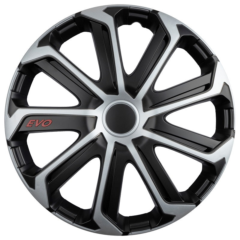 Tapacubos Versaco EVO en negro y plata de 15 pulgadas