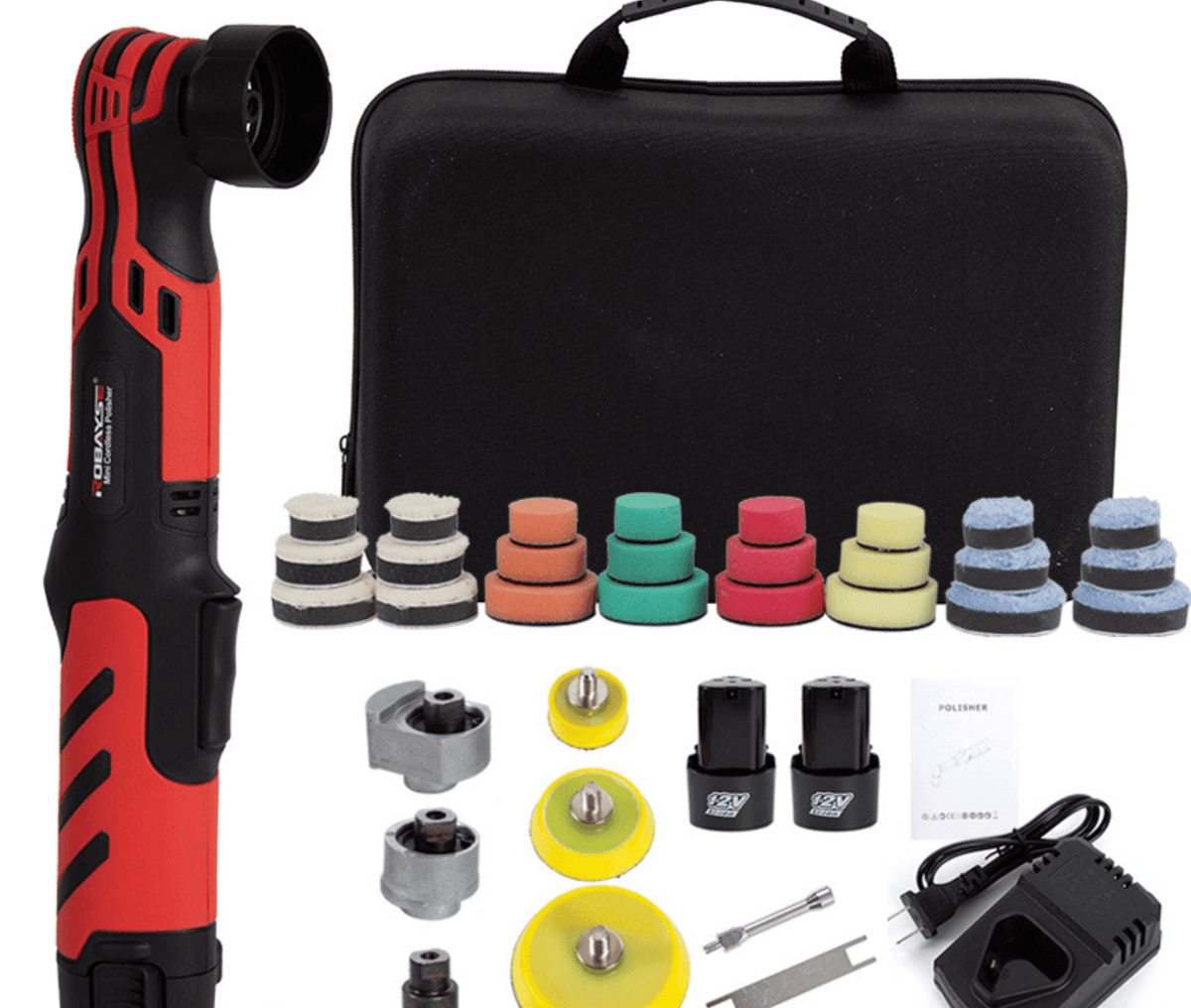Mini polirni stroj 12V brezžični – 24-delni komplet z 2 baterijama 