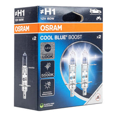 Osram H1 halogenpærer 12V 55W P14,5s Cool Blue Boost 5500K, 2 stk