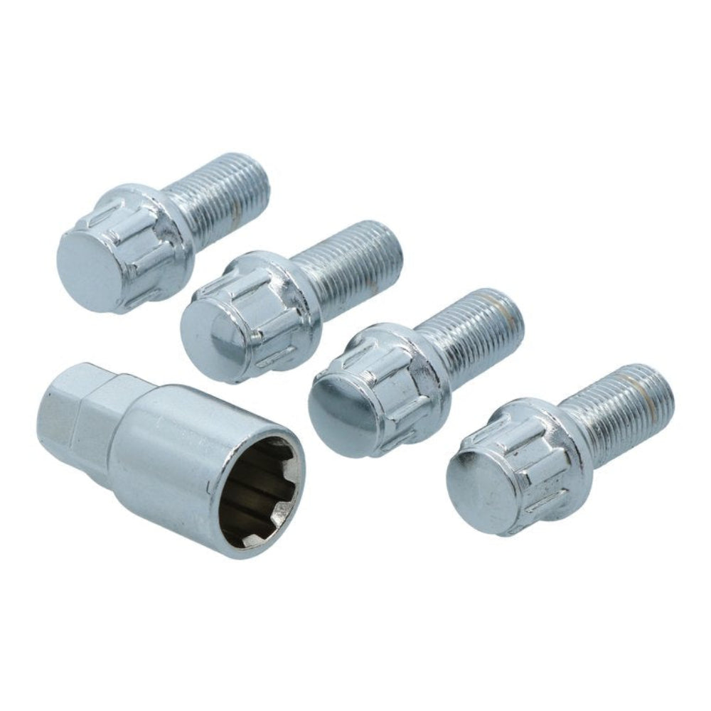 Carpoint låsbare hjulbolte M14x1,5x26mm D-kuglehoved sæt med 4 låsebolte og 1 specialnøgle