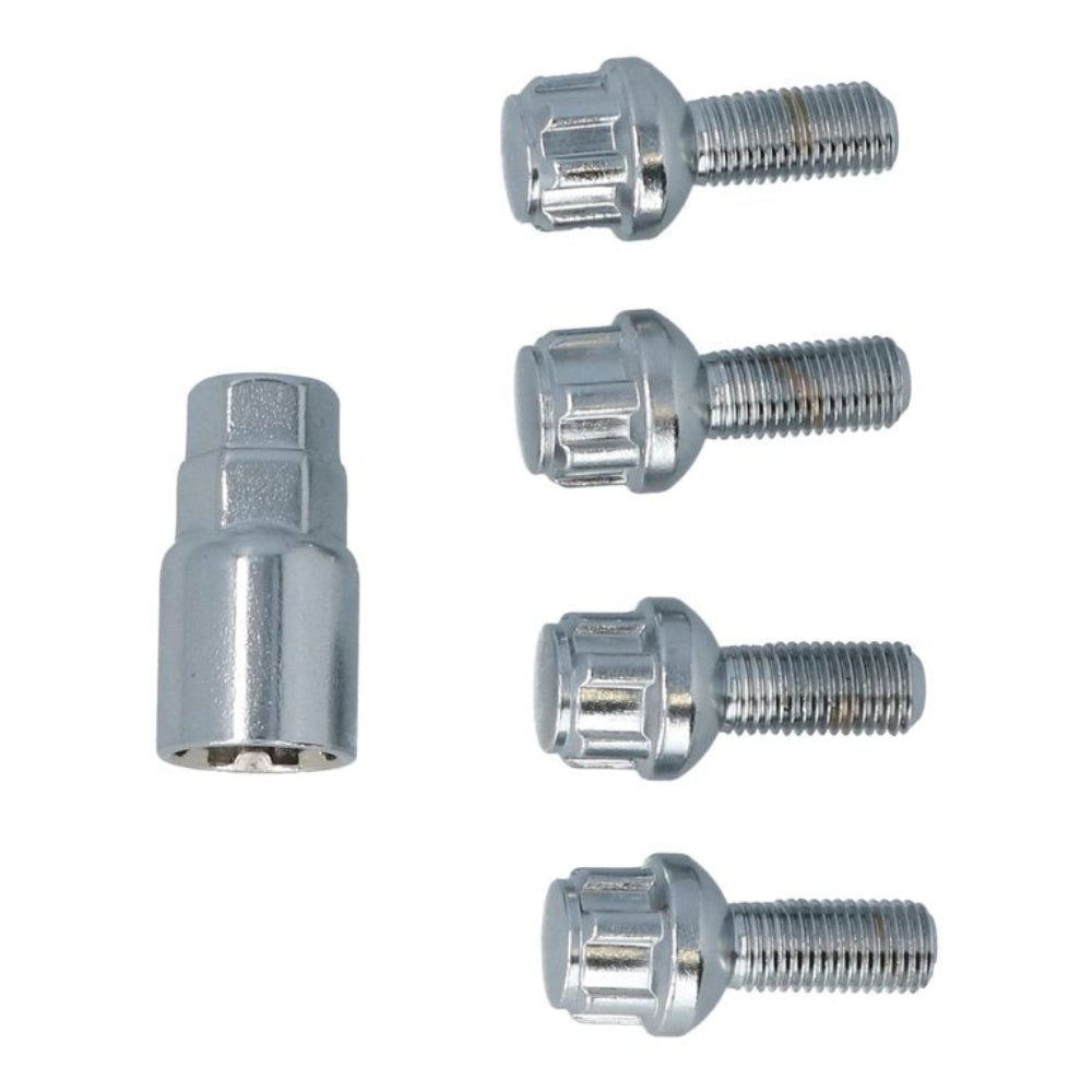Carpoint låsbare hjulbolte M12x1,5x26mm C-kuglehoved med specialnøgle og låsebolte til hjul.