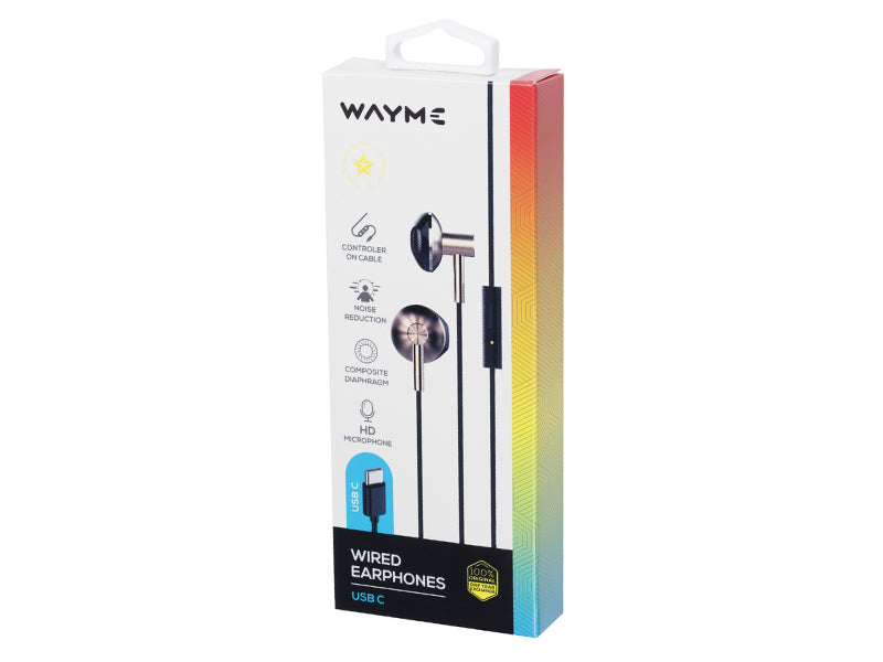 Auriculares USB-C WAYME – In-Ear com Microfone e Redução de Ruído 
