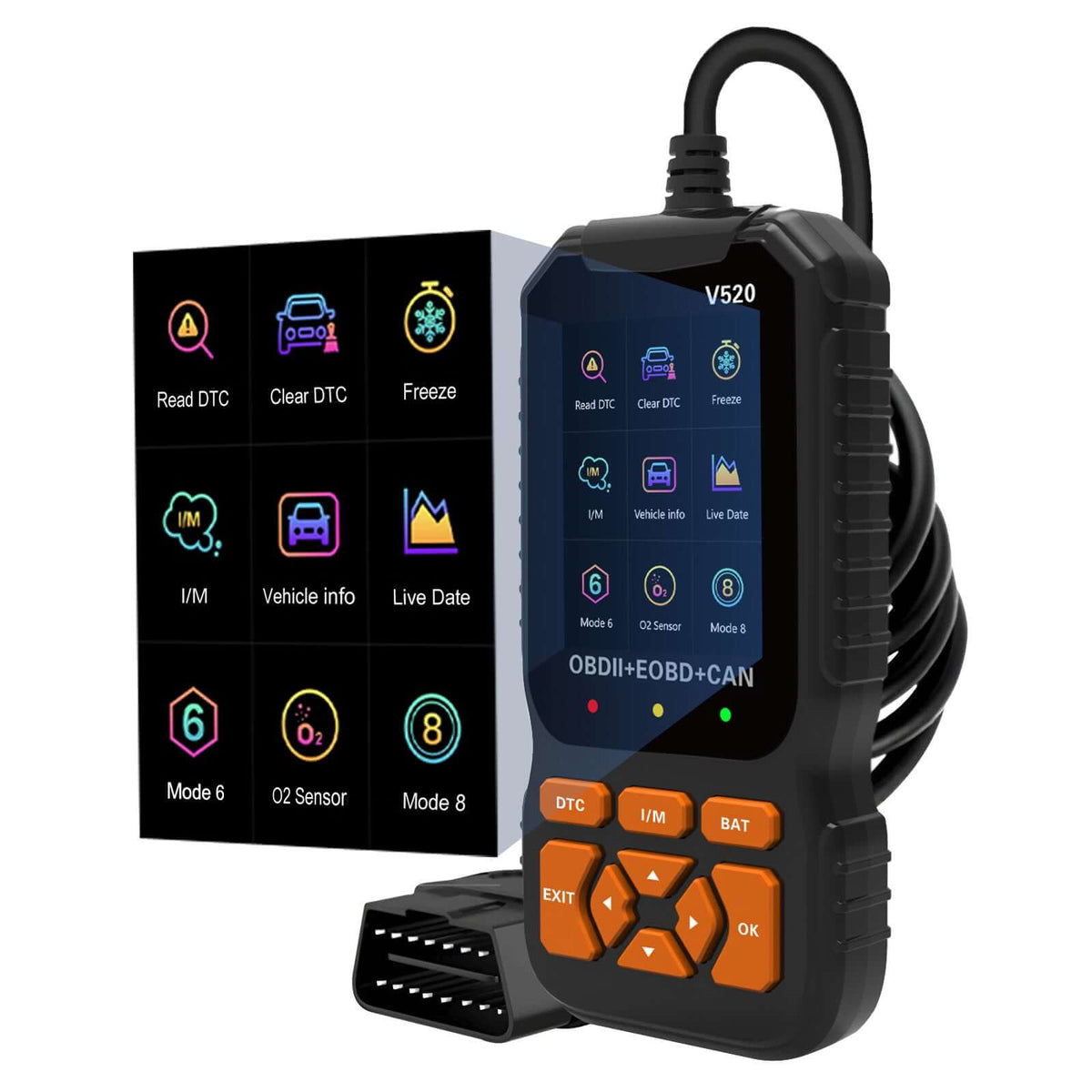 OBD2 V520 fejlkodelæser – diagnoseværktøj med live data & I/M test