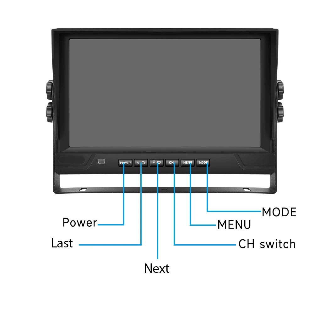 Achteruitrijcamerasysteem met 9" scherm en 4 camera's - 9" IPS HD-display met bedieningsknoppen