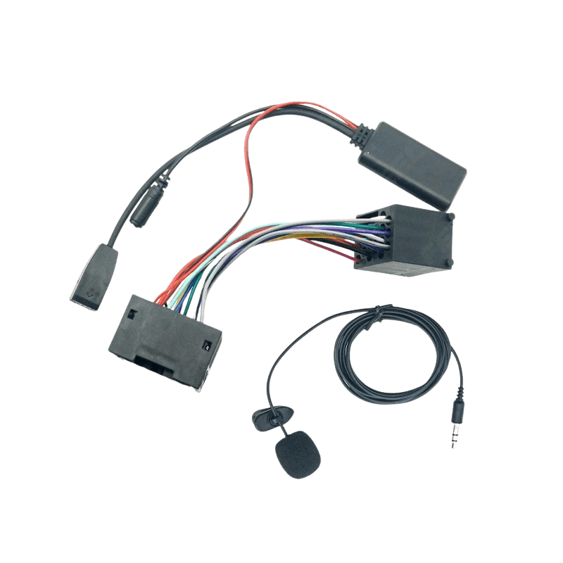 Bluetooth Adapter – BMW E46 (2002–2006) wiring harness and microphone for Bluetooth connectivity.