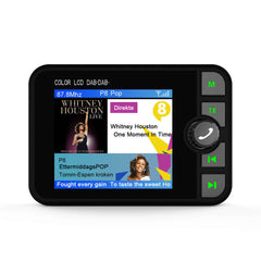 Προσαρμογέας DAB+ με έγχρωμη οθόνη LCD 2,4", Bluetooth, FM transmitter και AUX, με προβολή μουσικής και ραδιοφωνικών σταθμών.