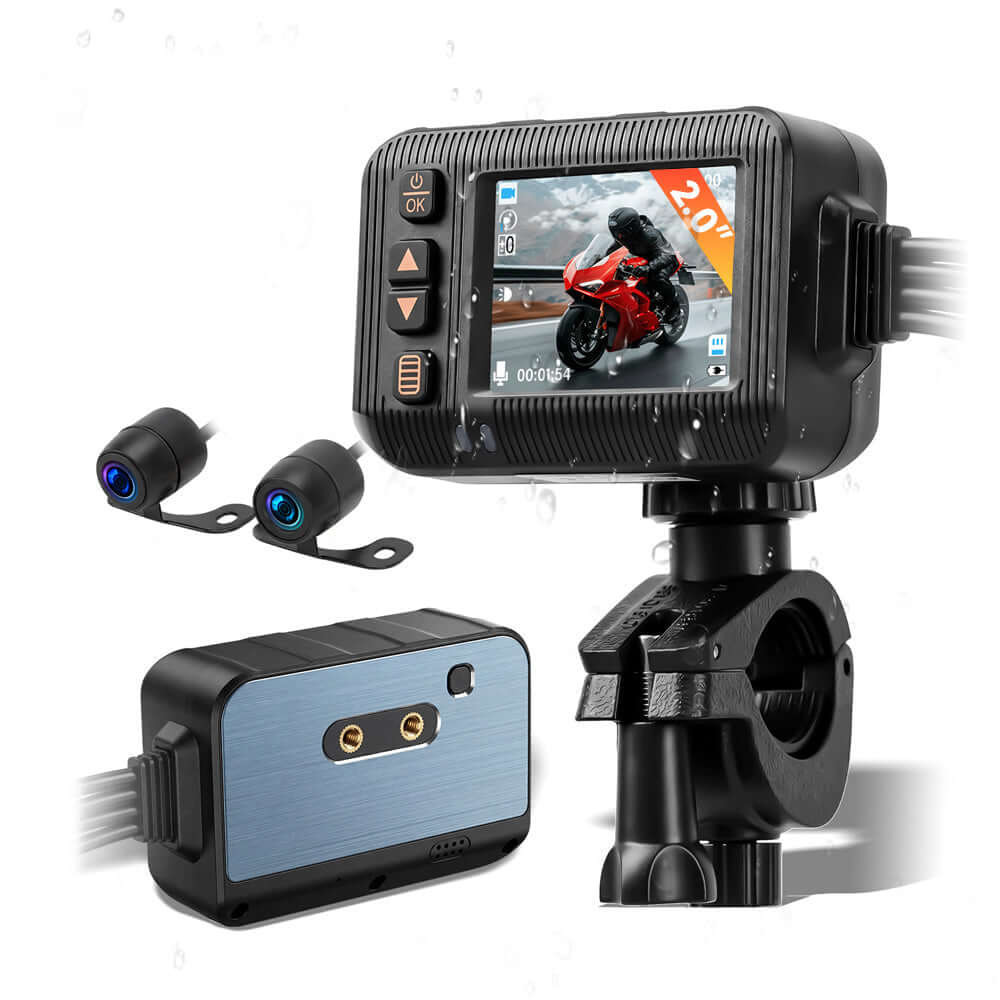 Motorrad-Dashcam 2” mit Front- und Rückkamera 1080P – kompakte Sicherheitslösung für Motorräder.
