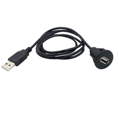 USB prodlužovací kabel pro autorádio – USB samec na samici s montáží do panelu 