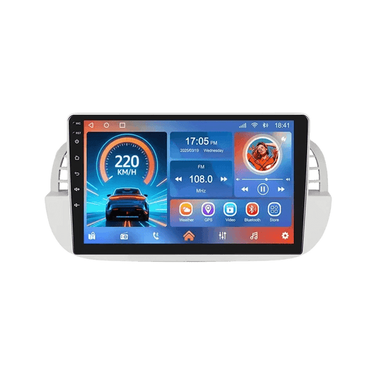 Fiat 500 07-15 - 9" Radio m. Apple CarPlay og Android Auto – car radio with Apple CarPlay and Android Auto