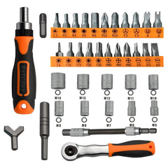 38-in-1 Ratcheting Screwdriver Set – Sockets, Bits and Flexible Extension 
